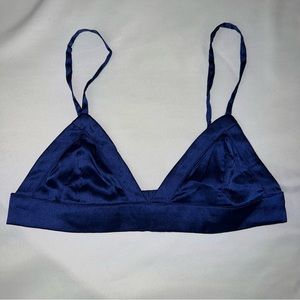 Nasty Gal blue satin bralette top Size 6